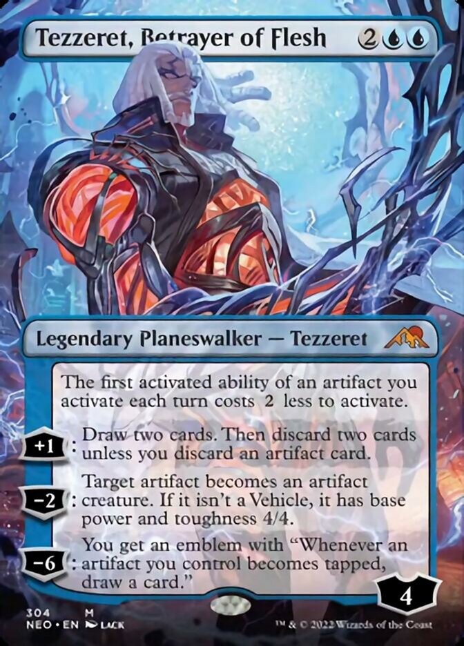 Tezzeret, Betrayer of Flesh (Borderless) [Kamigawa: Neon Dynasty] | Good Games Cannington