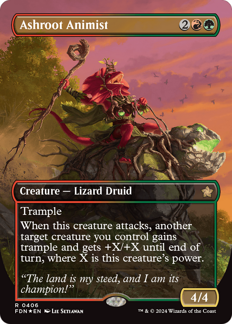 Ashroot Animist (Borderless) (Mana Foil) [Foundations] | Good Games Cannington