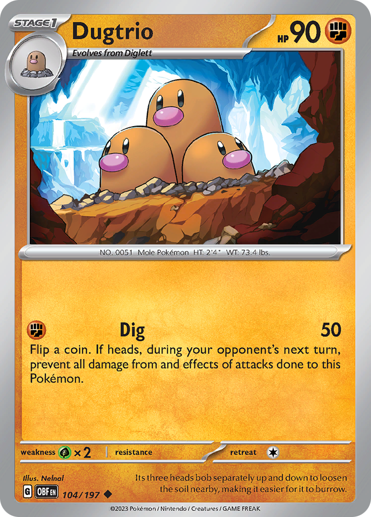 Dugtrio (104/197) [Scarlet & Violet: Obsidian Flames] | Good Games Cannington