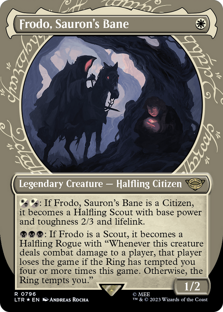 Frodo, Sauron's Bane (Showcase) (Surge Foil) [The Lord of the Rings: Tales of Middle-Earth] | Good Games Cannington