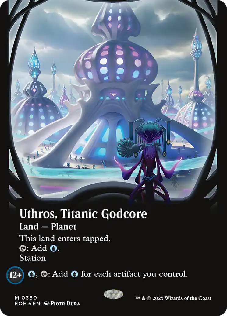 Uthros, Titanic Godcore (Borderless) (Galaxy Foil) [Edge of Eternities] | Good Games Cannington