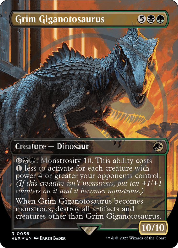 Grim Giganotosaurus (Emblem) (Borderless) [Jurassic World Collection Tokens] | Good Games Cannington