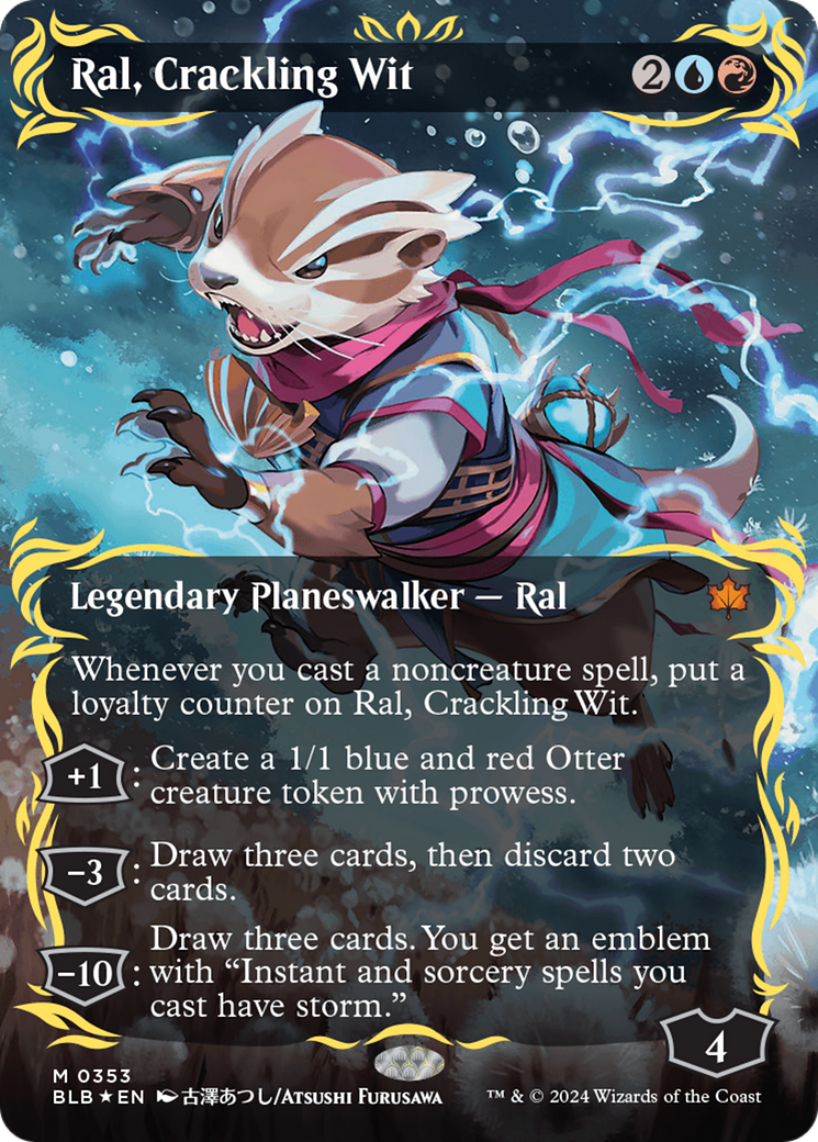 Ral, Crackling Wit (Borderless) (Raised Foil) [Bloomburrow] | Good Games Cannington