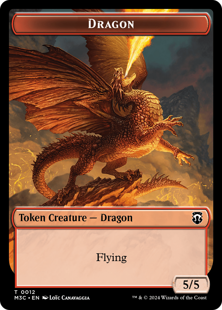 Dragon (Ripple Foil) // Treasure Double-Sided Token [Modern Horizons 3 Commander Tokens] | Good Games Cannington