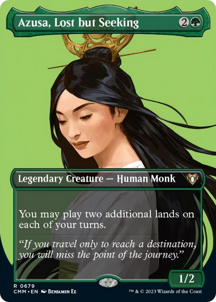 Azusa, Lost but Seeking (Borderless Profile) [Commander Masters] | Good Games Cannington