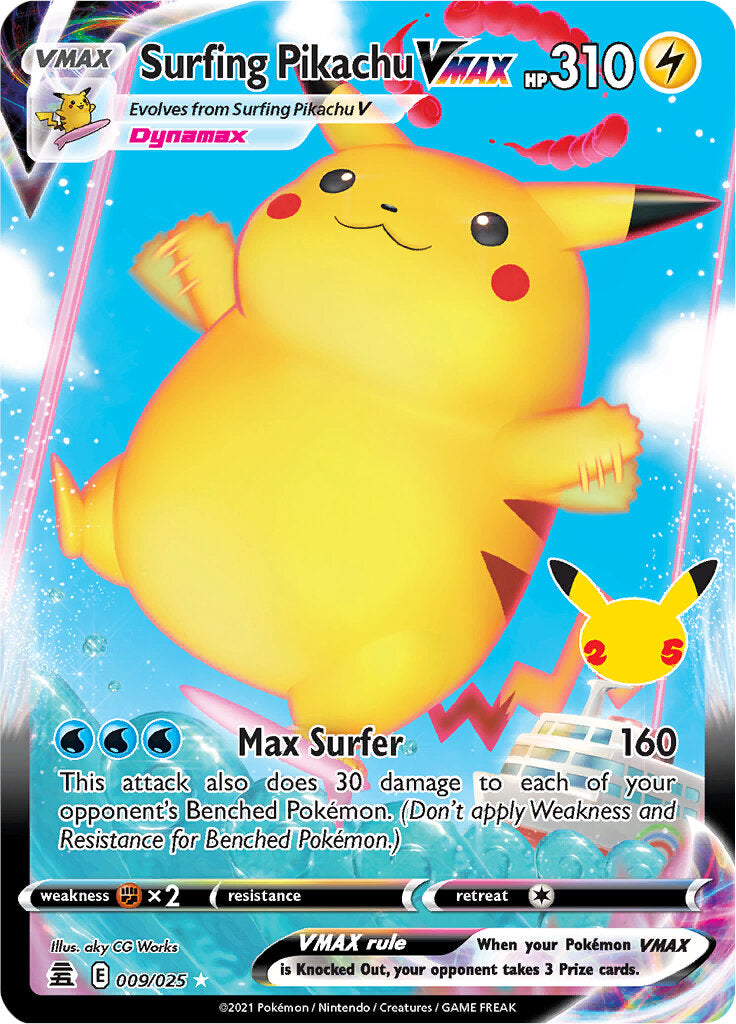 Surfing Pikachu VMAX (009/025) [Celebrations: 25th Anniversary] | Good Games Cannington