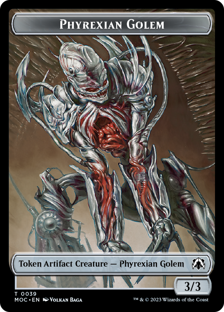 Phyrexian Golem // Construct Double-Sided Token [March of the Machine Commander Tokens] | Good Games Cannington