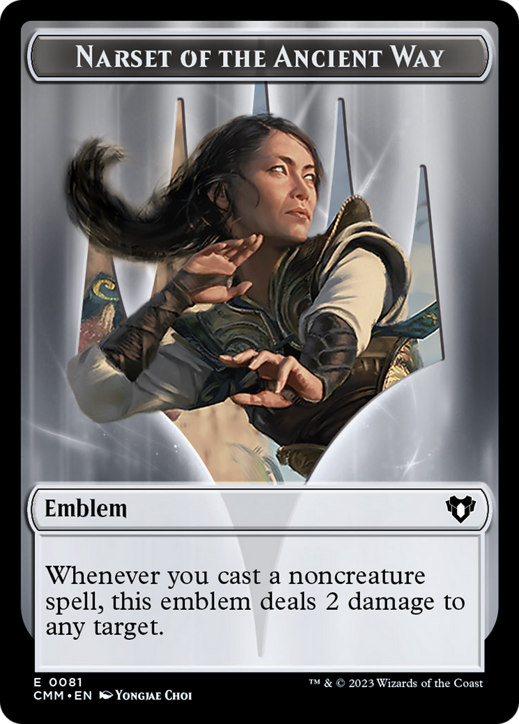 Narset of the Ancient Way Emblem // Wizard Double-Sided Token [Commander Masters Tokens] | Good Games Cannington
