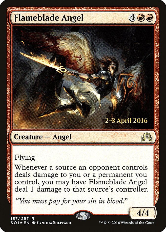 Flameblade Angel [Shadows over Innistrad Prerelease Promos] | Good Games Cannington