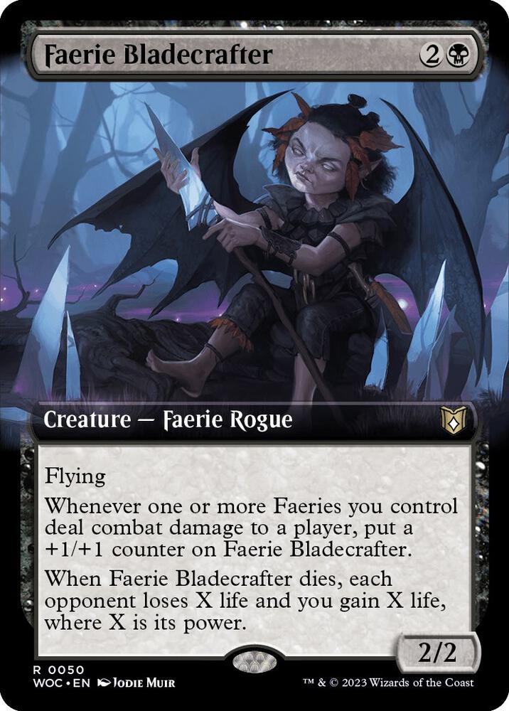 Faerie Bladecrafter Extended Art 50 (Commander: Wilds of Eldraine)  | Good Games Cannington