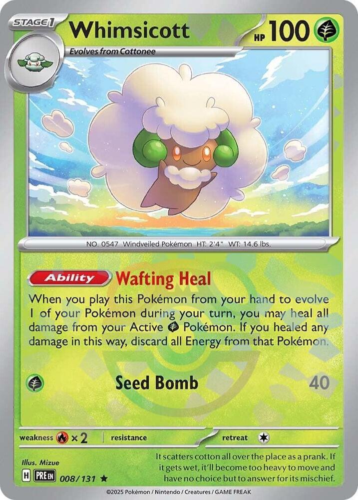 Whimsicott 008/131 (SV: Prismatic Evolutions)  - Holofoil | Good Games Cannington