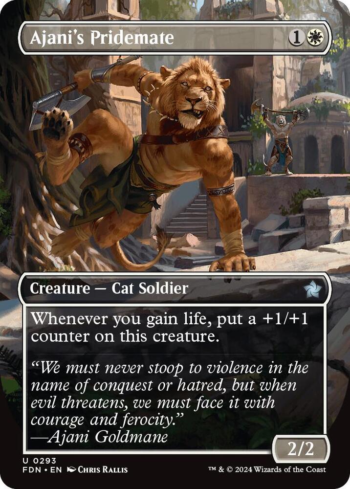 Ajani's Pridemate 293/291 (Foundations)  - Borderless | Good Games Cannington