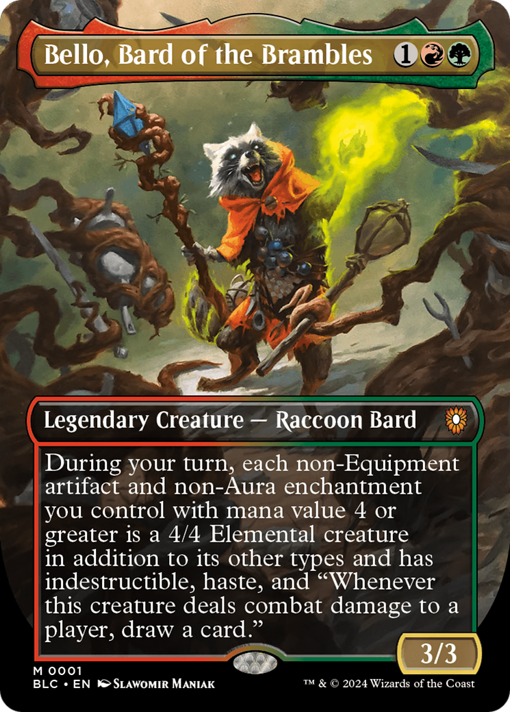 Bello, Bard of the Brambles (Borderless) [Bloomburrow Commander] | Good Games Cannington