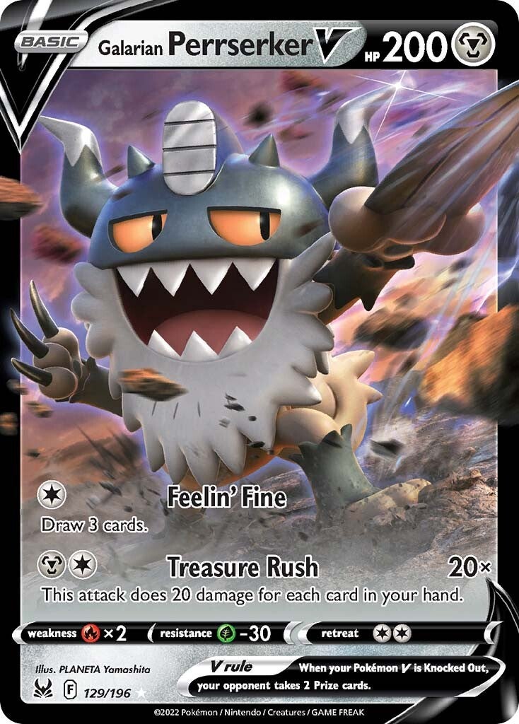 Galarian Perrserker V (129/196) [Sword & Shield: Lost Origin] | Good Games Cannington