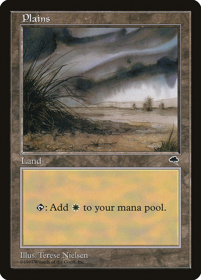 Plains (Signature on Center Left) [Tempest] | Good Games Cannington