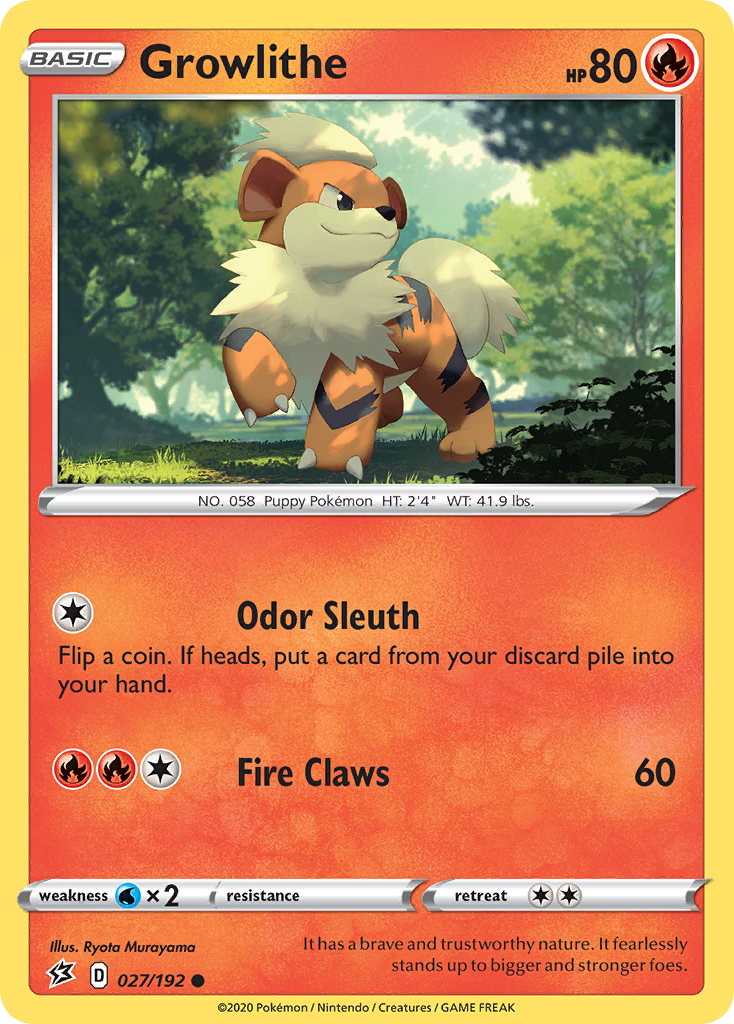Growlithe (027/192) [Sword & Shield: Rebel Clash] | Good Games Cannington
