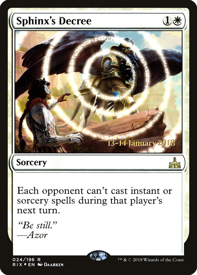 Sphinx's Decree [Rivals of Ixalan Prerelease Promos] | Good Games Cannington