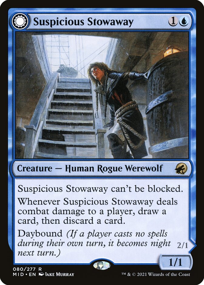 Suspicious Stowaway // Seafaring Werewolf 80/277 (Innistrad: Midnight Hunt)  - Foil | Good Games Cannington