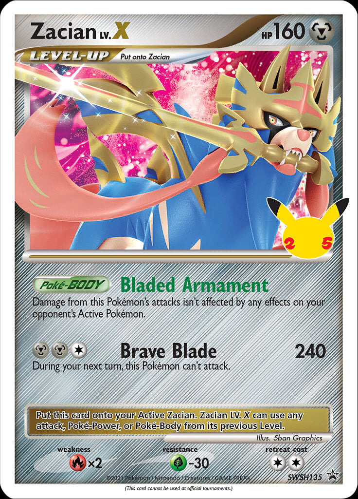 Zacian LV.X (SWSH135) (Celebrations) [Sword & Shield: Black Star Promos] | Good Games Cannington