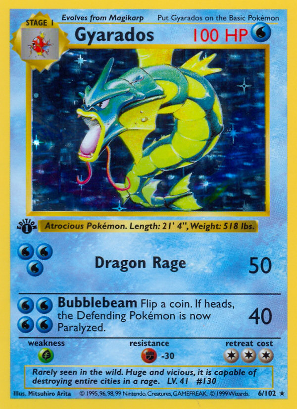 Gyarados (6/102) (Shadowless) [Base Set 1st Edition] | Good Games Cannington