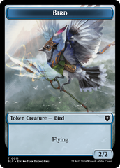 Bird (011) // Fish Double-Sided Token [Bloomburrow Commander Tokens] | Good Games Cannington