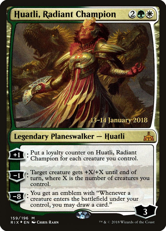 Huatli, Radiant Champion [Rivals of Ixalan Prerelease Promos] | Good Games Cannington