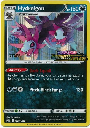 Hydreigon (SWSH037) (Staff Prerelease Promo) [Sword & Shield: Black Star Promos] | Good Games Cannington