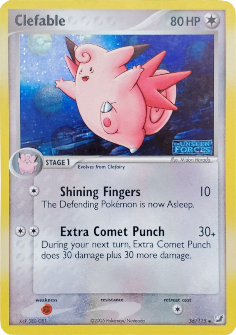 Clefable (36/115) (Stamped) [EX: Unseen Forces] | Good Games Cannington