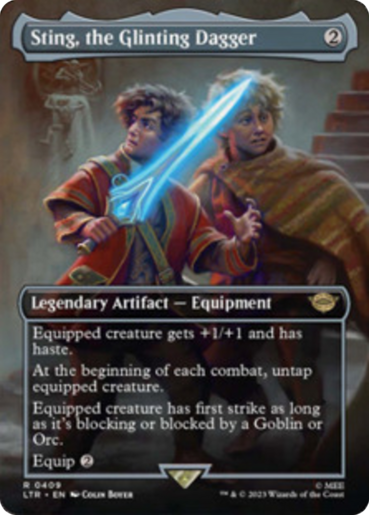 Sting, the Glinting Dagger (Borderless Alternate Art) [The Lord of the Rings: Tales of Middle-Earth] | Good Games Cannington