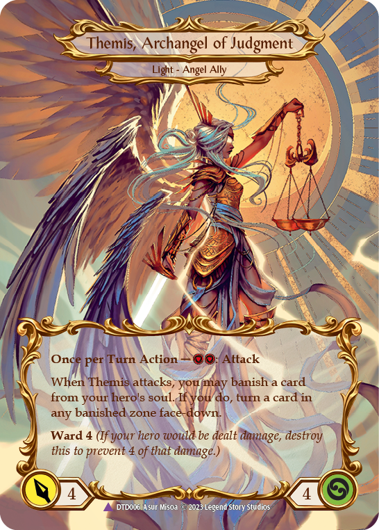 Figment of Judgment // Themis, Archangel of Judgment (Marvel) [DTD006] (Dusk Till Dawn)  Cold Foil | Good Games Cannington