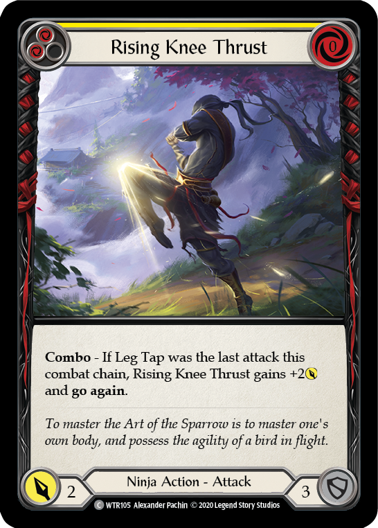 Rising Knee Thrust (Yellow) [U-WTR105] (Welcome to Rathe Unlimited)  Unlimited Rainbow Foil | Good Games Cannington
