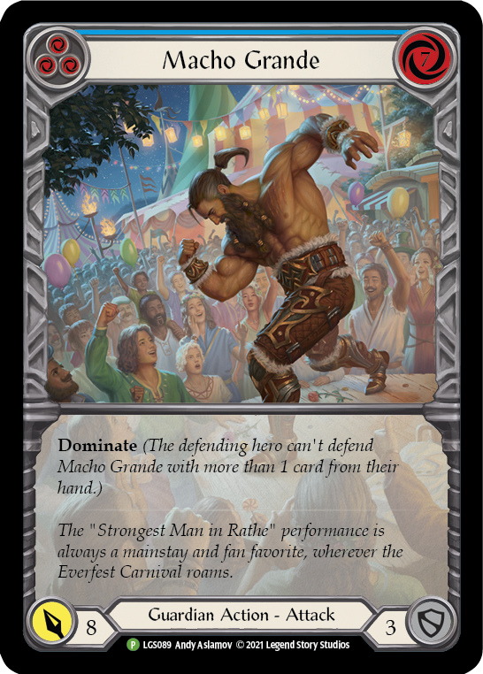 Macho Grande (Blue) [LGS089] (Promo)  Rainbow Foil | Good Games Cannington