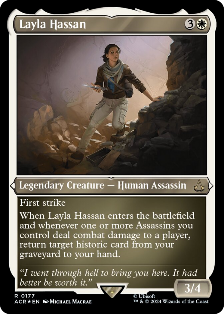 Layla Hassan (Foil Etched) [Assassin's Creed] | Good Games Cannington