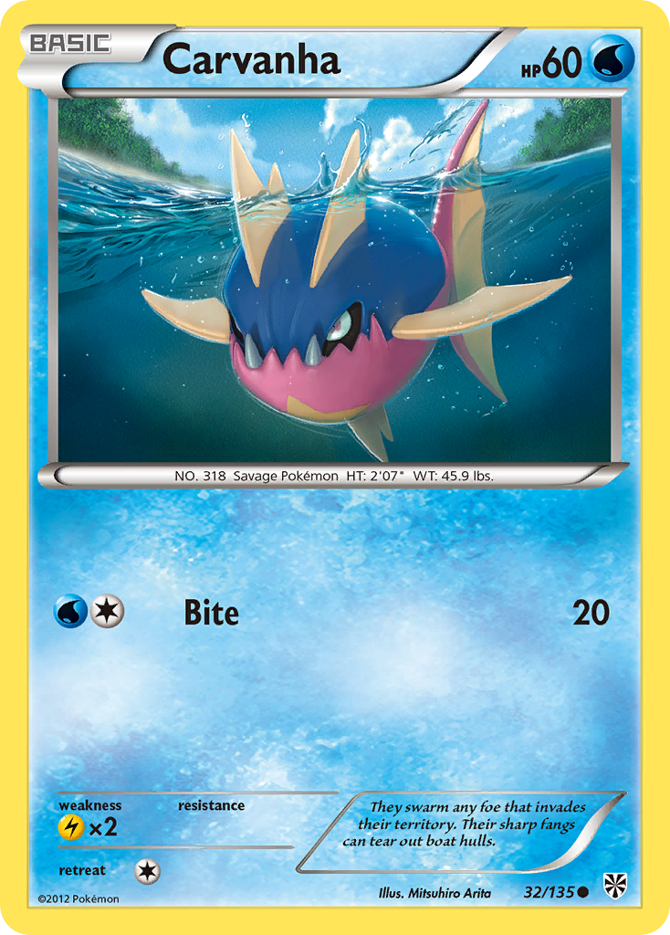 Carvanha (32/135) [Black & White: Plasma Storm] | Good Games Cannington