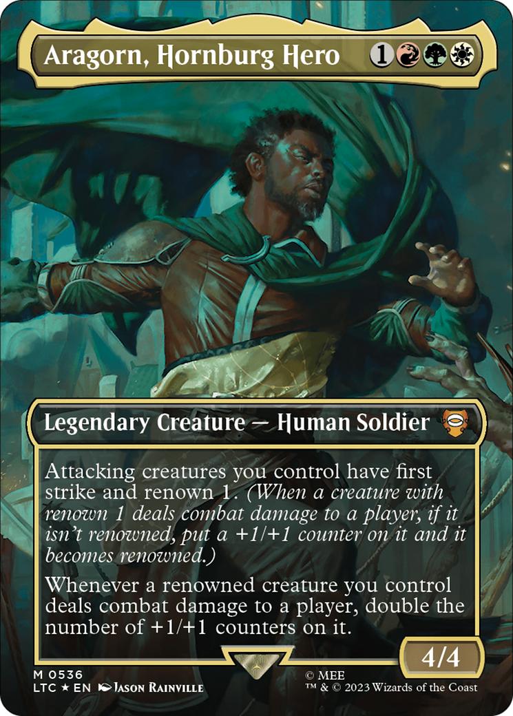 Aragorn, Hornburg Hero (Borderless) (Surge Foil) [The Lord of the Rings: Tales of Middle-Earth Commander] | Good Games Cannington