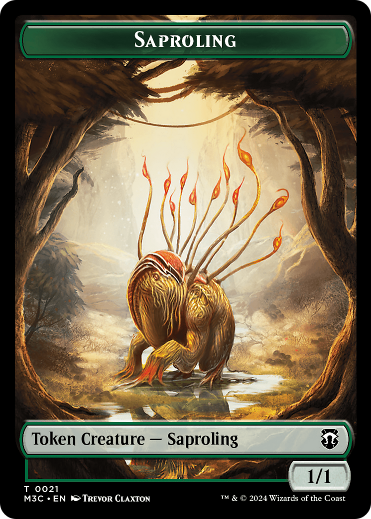 Saproling (Ripple Foil) // Emblem - Garruk, Apex Predator Double-Sided Token [Modern Horizons 3 Commander Tokens] | Good Games Cannington