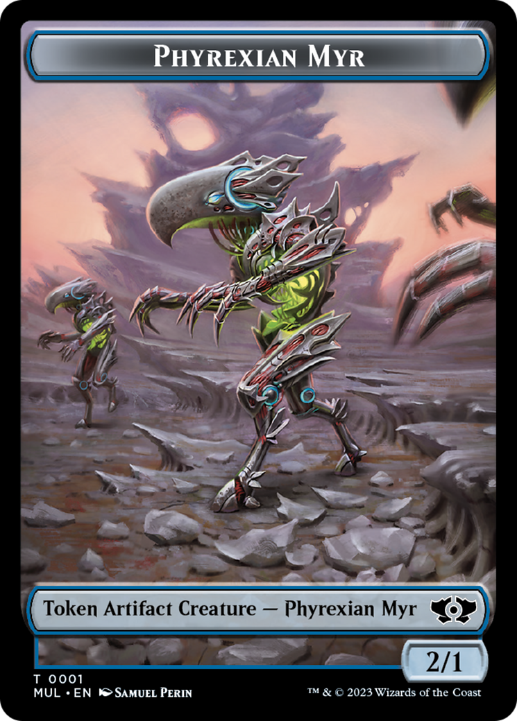 Phyrexian Myr // Wrenn and Realmbreaker Emblem Double-Sided Token [March of the Machine Tokens] | Good Games Cannington