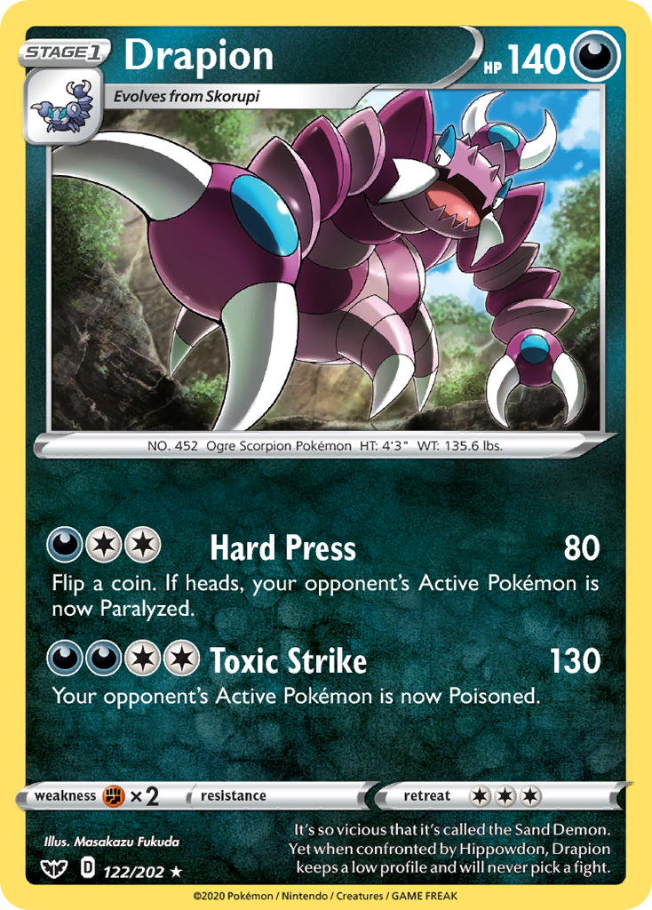 Drapion (122/202) [Sword & Shield: Base Set] | Good Games Cannington