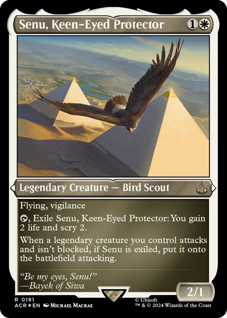 Senu, Keen-Eyed Protector (Foil Etched) [Assassin's Creed] | Good Games Cannington