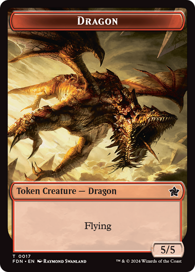 Cat Beast // Dragon (0017) Double-Sided Token [Foundations Tokens] | Good Games Cannington