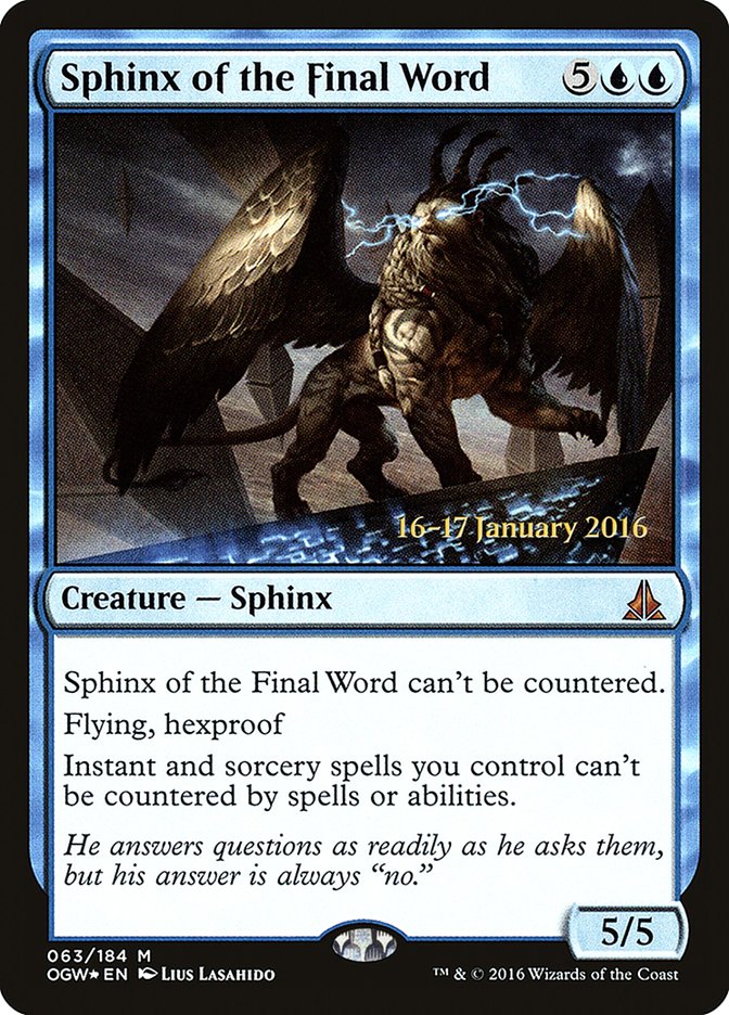 Sphinx of the Final Word [Oath of the Gatewatch Prerelease Promos] | Good Games Cannington