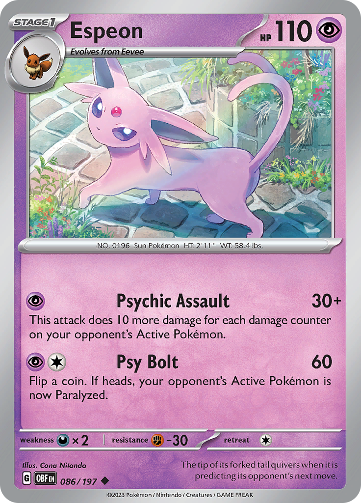 Espeon (086/197) [Scarlet & Violet: Obsidian Flames] | Good Games Cannington
