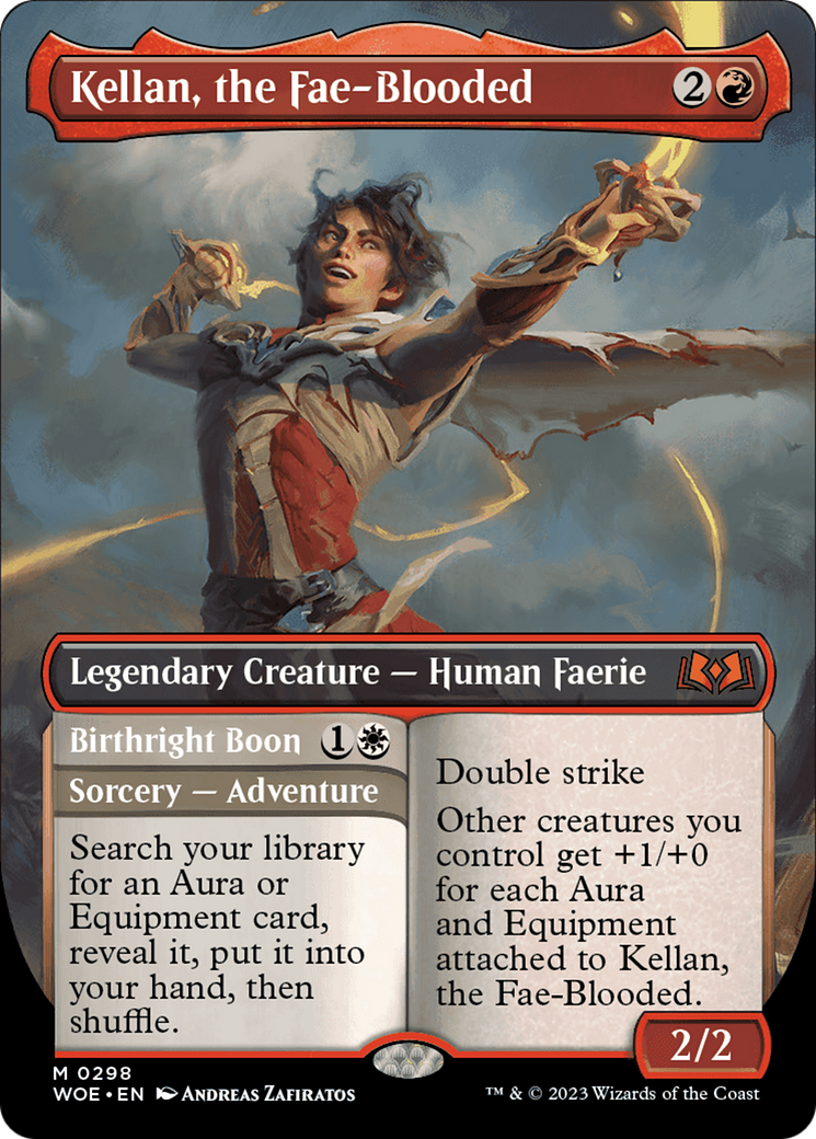 Kellan, the Fae-Blooded // Birthright Boon (Borderless Alternate Art) [Wilds of Eldraine] | Good Games Cannington