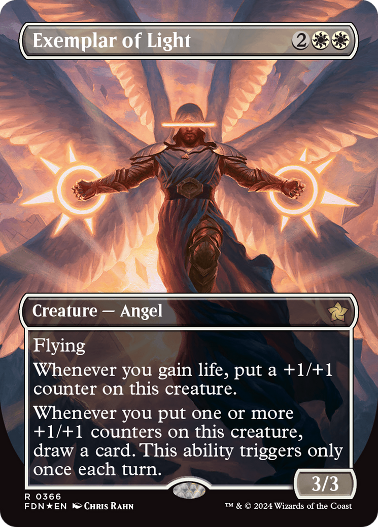 Exemplar of Light (Borderless) (Mana Foil) [Foundations] | Good Games Cannington
