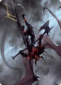 Burning-Rune Demon Art Card (Gold-Stamped Signature) [Kaldheim Art Series] | Good Games Cannington