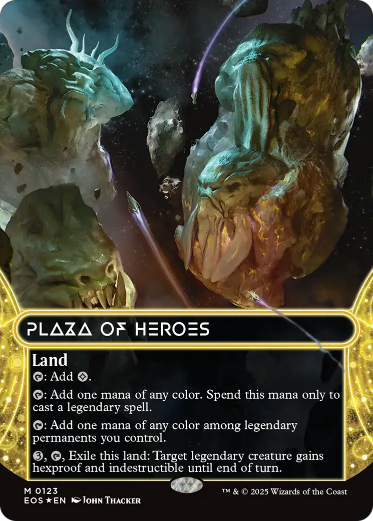 Plaza of Heroes (0123) (Borderless) (Galaxy Foil) [Edge of Eternities: Stellar Sights] | Good Games Cannington