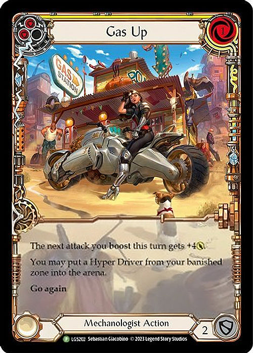 Gas Up (Yellow) [LGS203] (Promo)  Rainbow Foil | Good Games Cannington