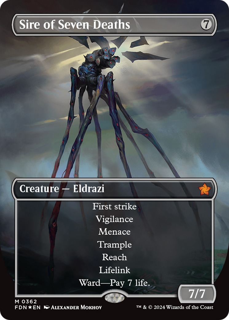 Sire of Seven Deaths (Borderless) (Mana Foil) [Foundations] | Good Games Cannington