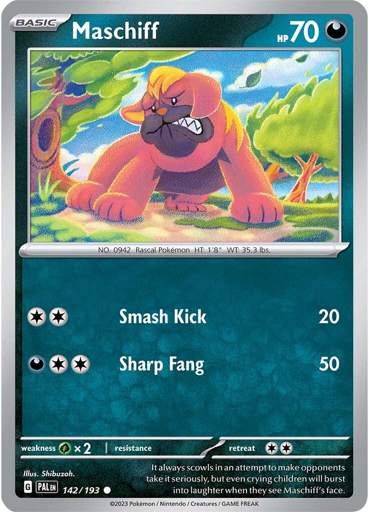 Maschiff (142/193) (Cosmos Holo) [Scarlet & Violet: Paldea Evolved] | Good Games Cannington