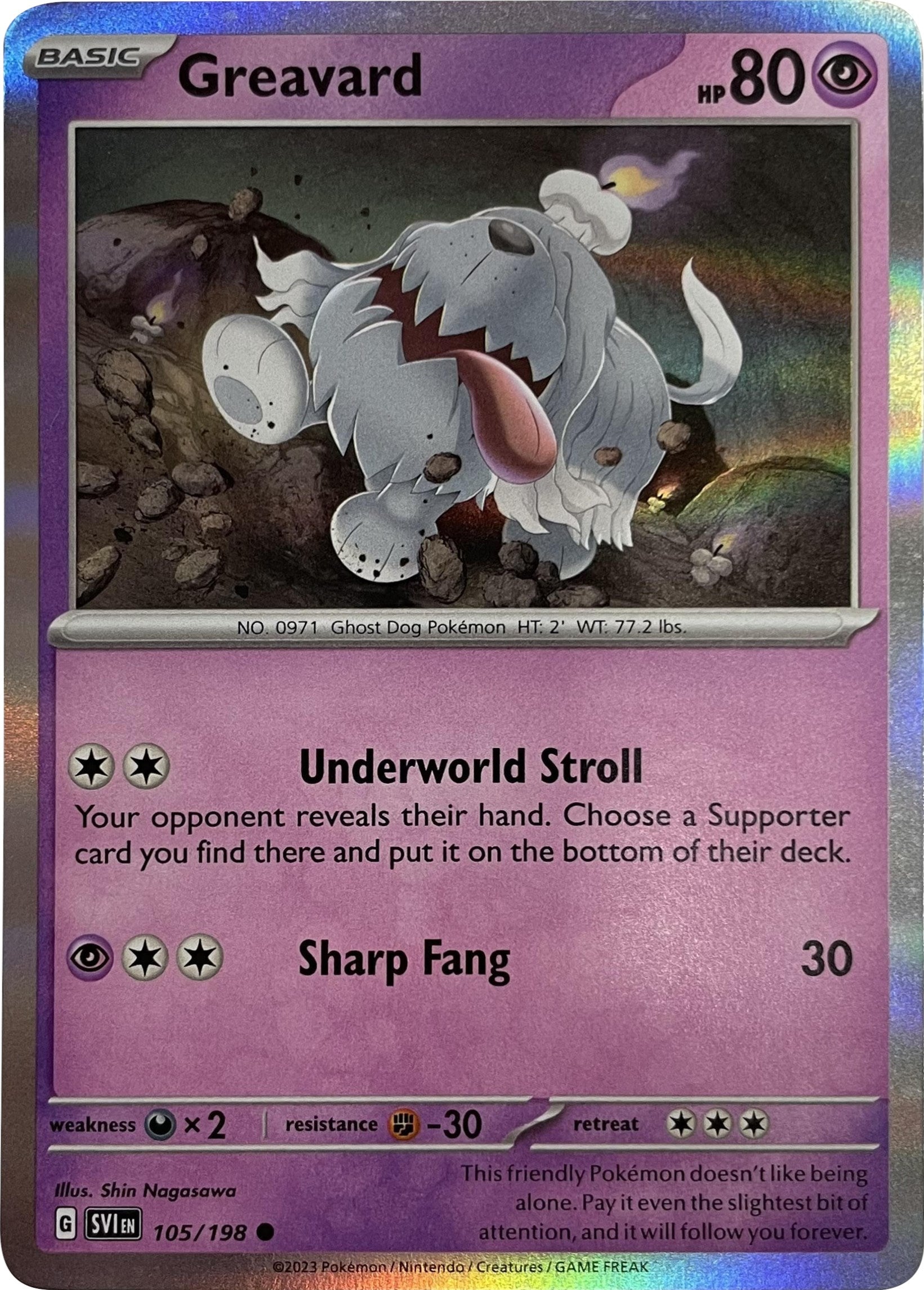 Greavard (105/198) (Mirage Holo) [Scarlet & Violet: Base Set] | Good Games Cannington